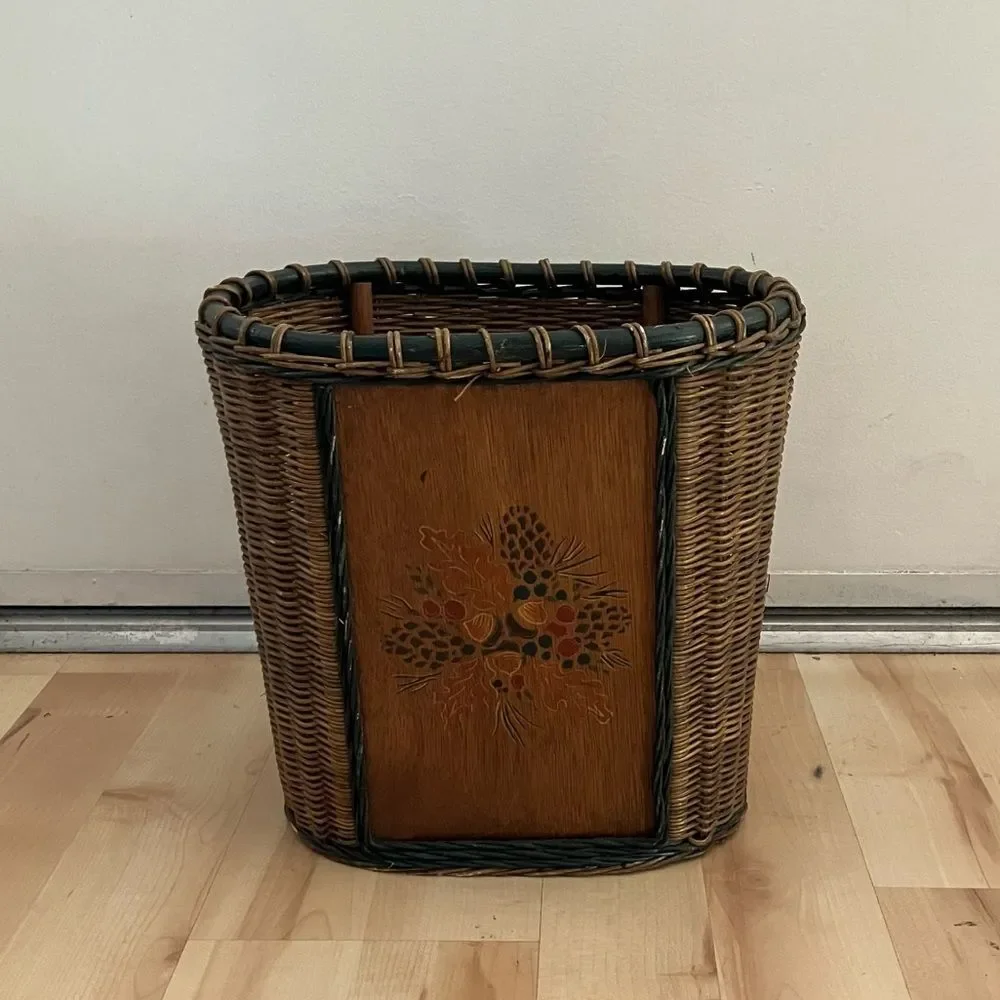 Wicker Basket Trash Basket